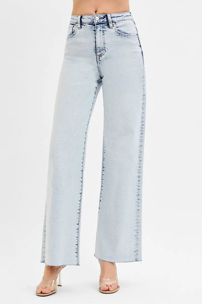 RISEN Full Size High Rise Wide Leg Jeans Plus Size LIGHT