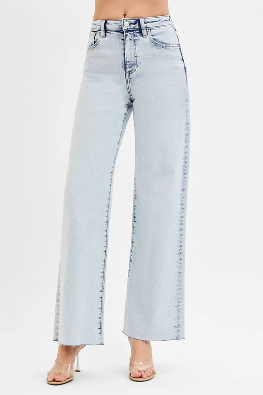 RISEN Full Size High Rise Wide Leg Jeans Plus Size LIGHT