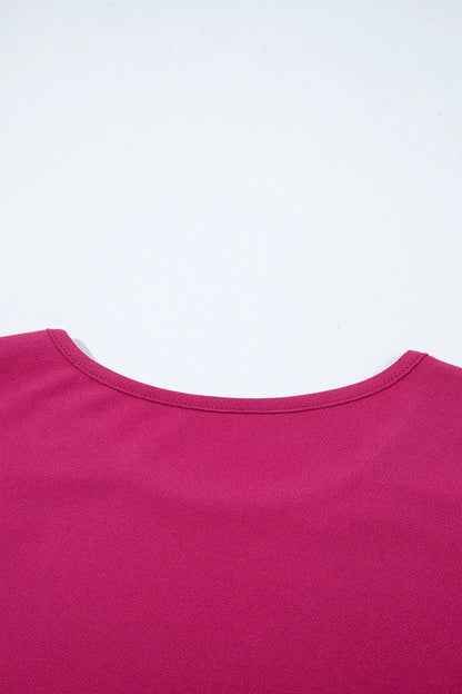Short Ruffle Sleeve Round Neck Blouse
