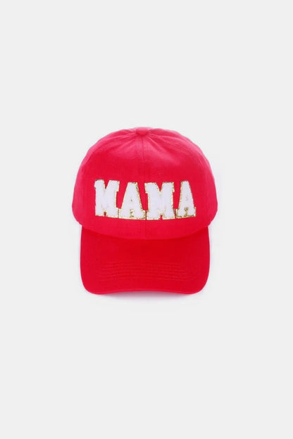 MAMA Chenille Patch Baseball Cap Ruby One Size