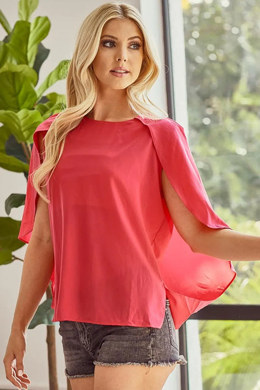 BiBi Woven Top With Fold Over Back Detail