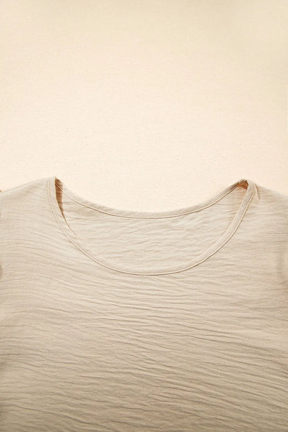Solid Color Ruffled Short Sleeve Casual Blouse