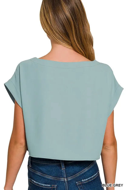Zenana Heavy Woven Span Crop Tee & Skirt Set