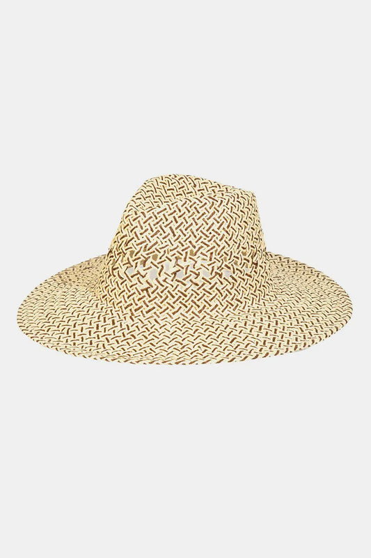 Fame Cutout Woven Straw Hat KA One Size