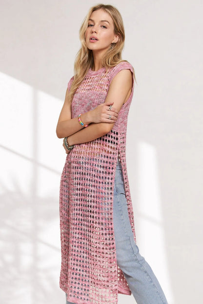 ADORA Multi Color Crochet Tunic Top