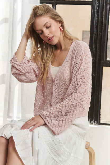 ADORA Long Sleeves Crochet Sweater Top