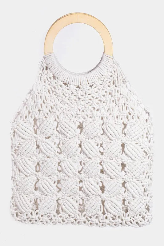 Fame Boho Braided Wooden Top Handle Bag IV One Size