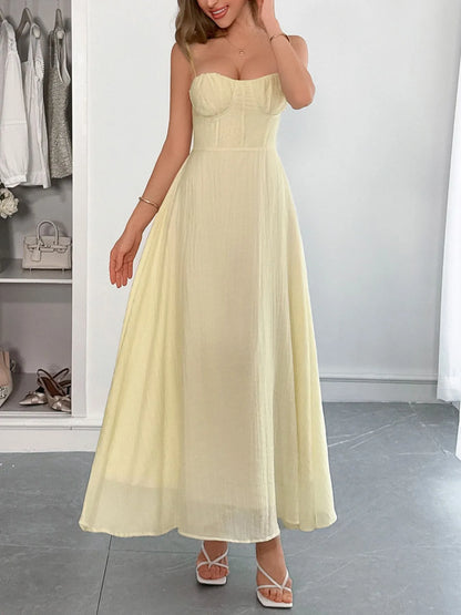 Sweetheart Neck Cami Dress Light Yellow