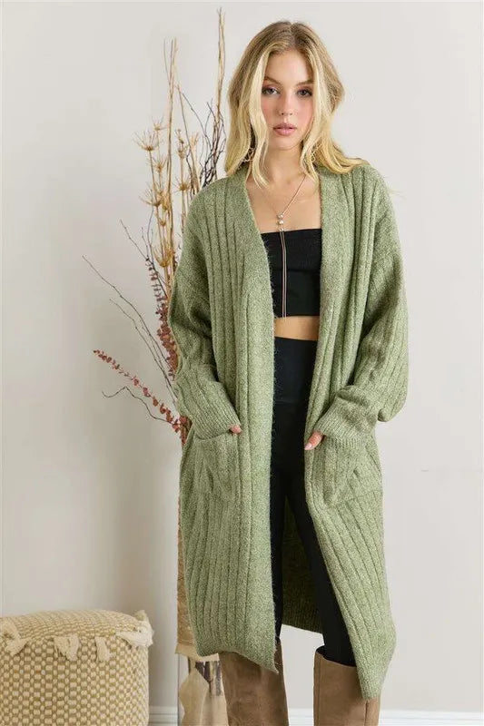 ADORA Super Soft Rib Knit Cardigan SAGE