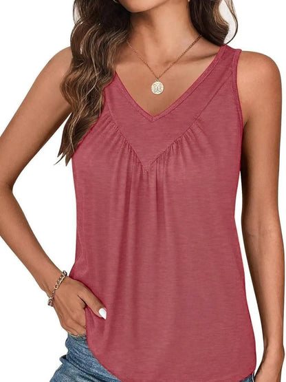 Ruched V-Neck Tank Rust