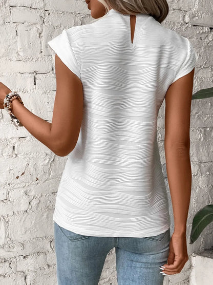 Mock Neck Cap Sleeve Top