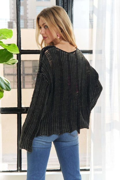 ADORA Distressed Mineral Washed Sweater