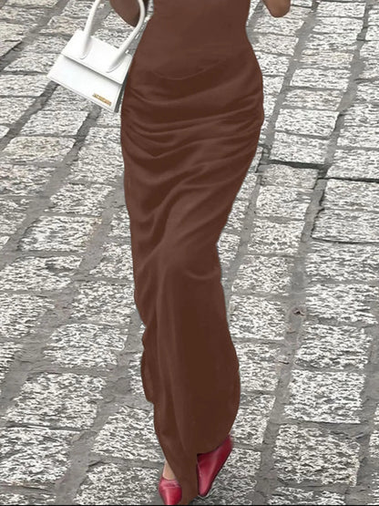 Side Slit Short Sleeve Maxi Dress