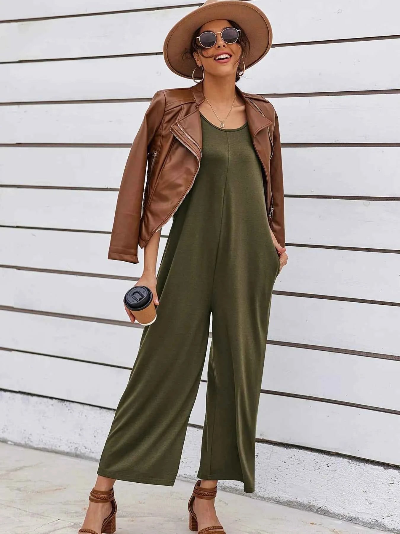 Sleeveless Wide Leg Casual Jumpsuit