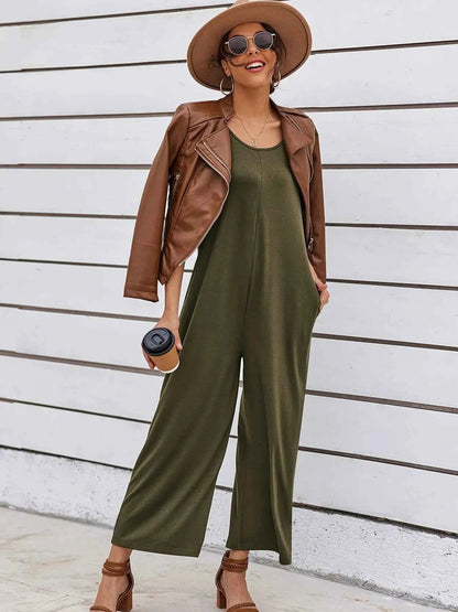 Sleeveless Wide Leg Casual Jumpsuit