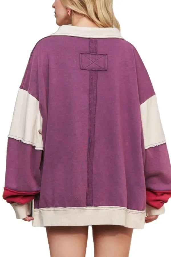 ADORA Out Seam Detail Loose Fit Top