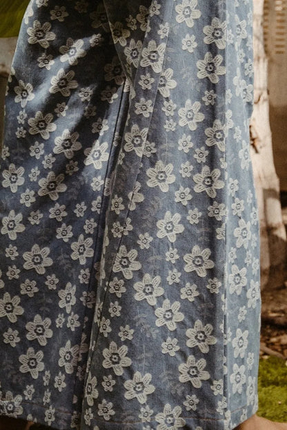 BiBi Floral Texture Wide Leg Jeans