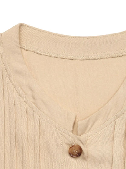 Button Front Flounce Sleeve Dress