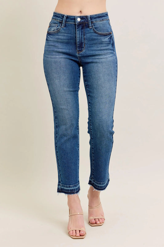 Judy Blue Full Size Hw Vintage Wash Release Hem Kick Flare Jeans Plus Size MD