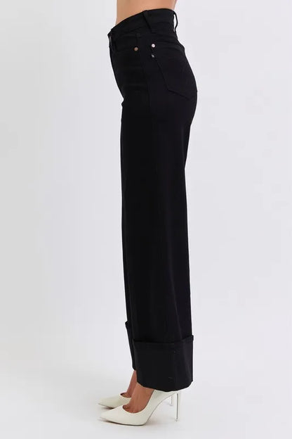 Judy Blue Full Size High Waist Reto Wide Leg W/ Cuff Plus Size