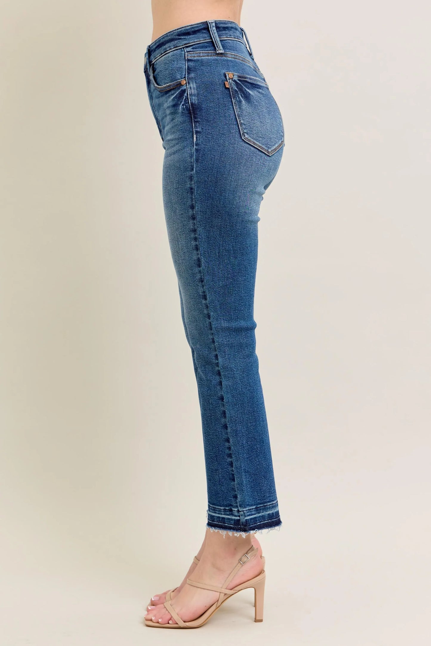 Judy Blue Full Size Hw Vintage Wash Release Hem Kick Flare Jeans Plus Size