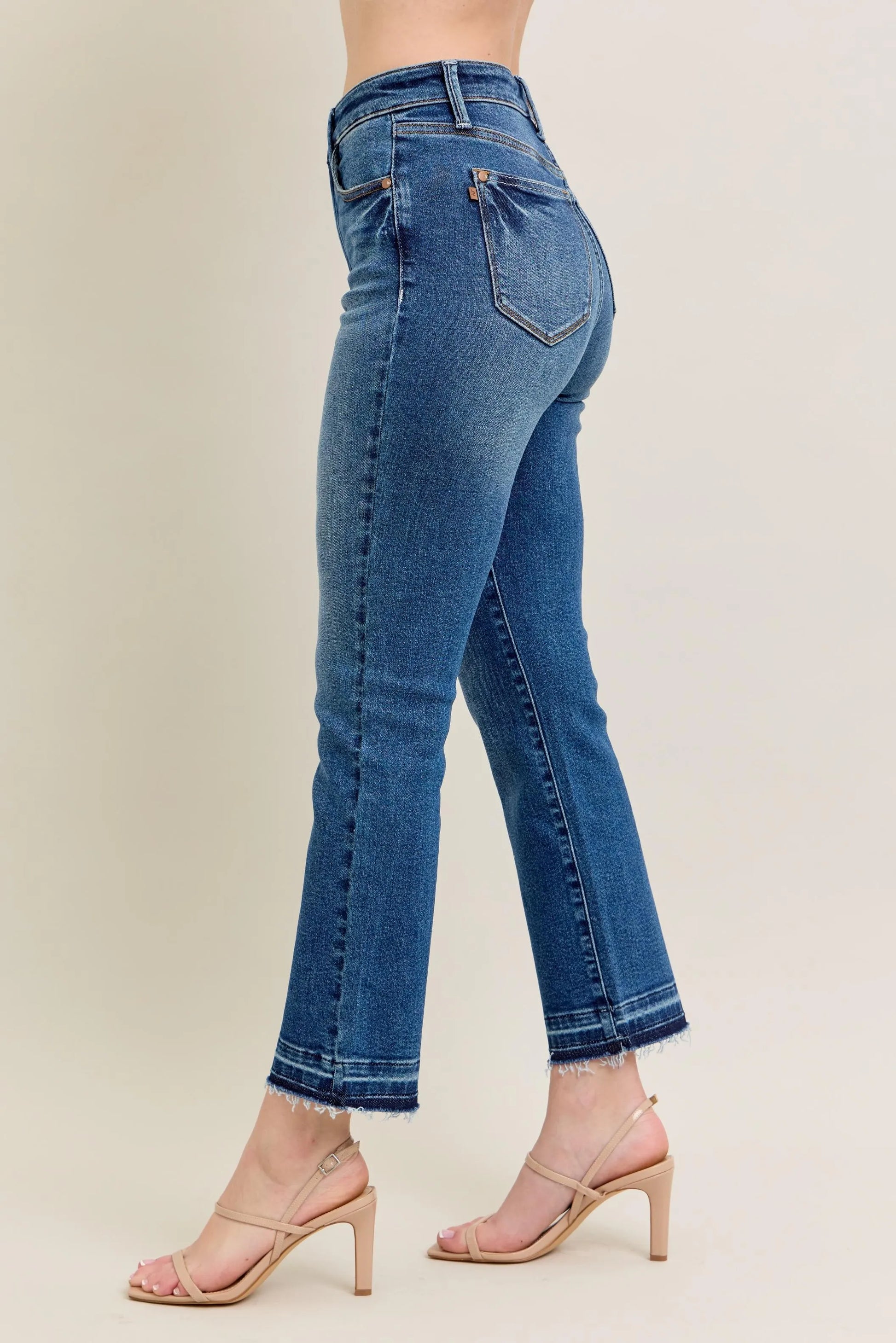 Judy Blue Full Size Hw Vintage Wash Release Hem Kick Flare Jeans Plus Size