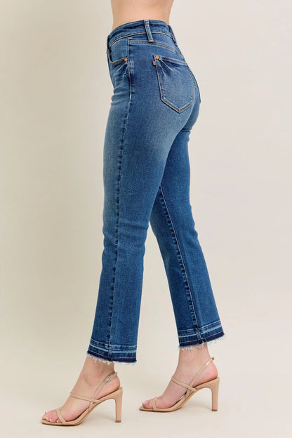 Judy Blue Full Size Hw Vintage Wash Release Hem Kick Flare Jeans Plus Size