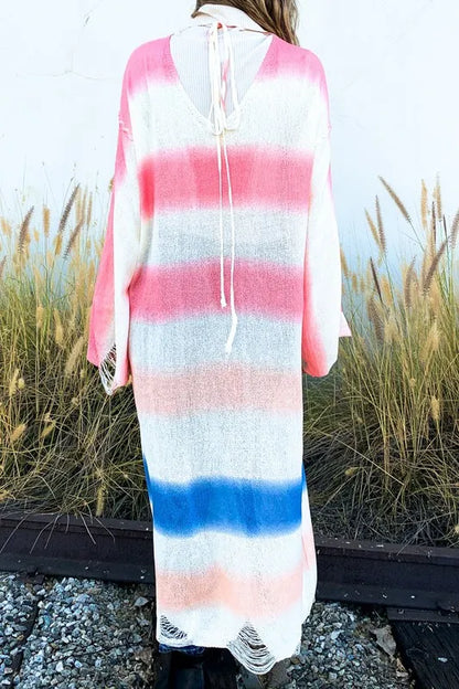 And The Why Multi Gradation Dye Maxi Cardigan Sweater