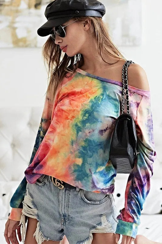 BiBi Tie Dye Soft Knit Jersey Top