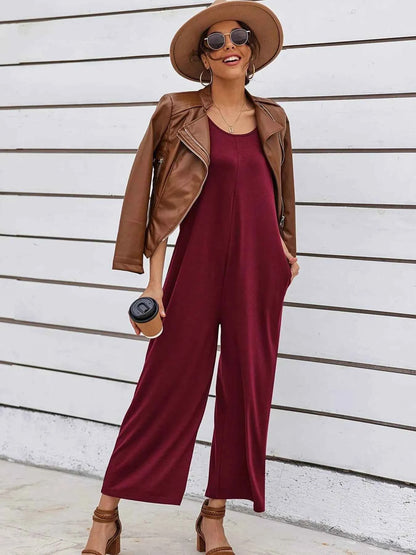 Sleeveless Wide Leg Casual Jumpsuit