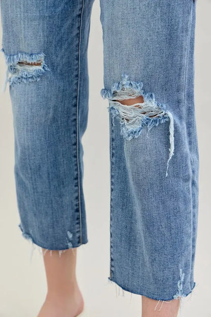 Judy Blue Full Size High Waist Destroy Crop Wide Leg Jeans Plus Size