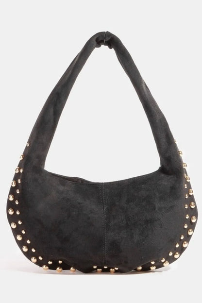 Fame Metallic Studded Faux Suede Hand Bag GBK One Size