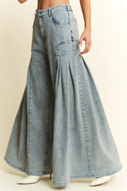 Jade By Jane High-Waist Pleated Wide Leg Jeans
