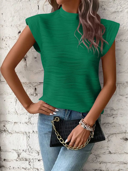 Mock Neck Cap Sleeve Top