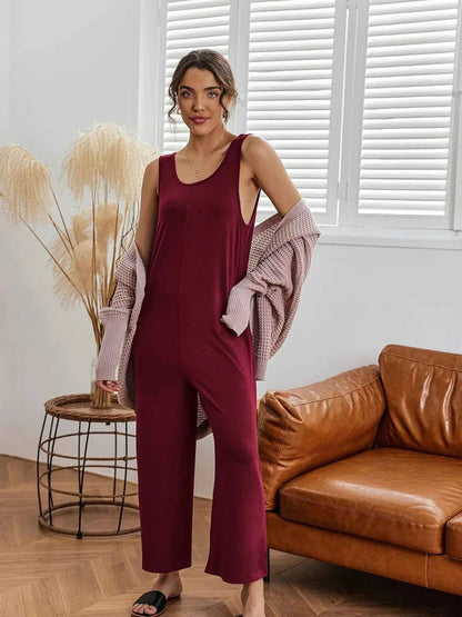 Sleeveless Wide Leg Casual Jumpsuit