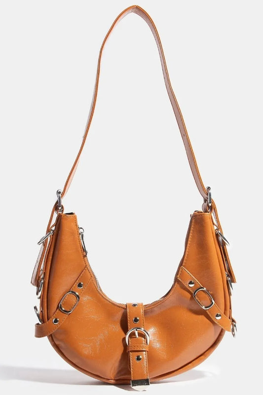 Fame Multi Belt Strap Accent Shoulder Bag BR One Size