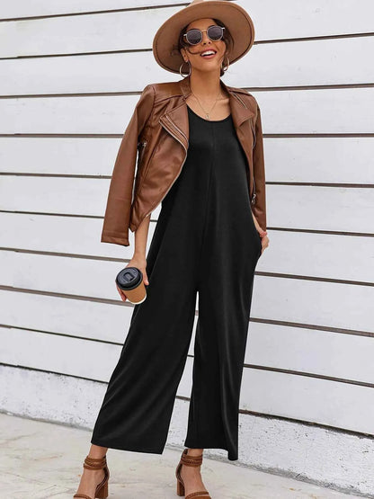 Sleeveless Wide Leg Casual Jumpsuit