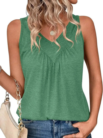 Ruched V-Neck Tank Matcha Green
