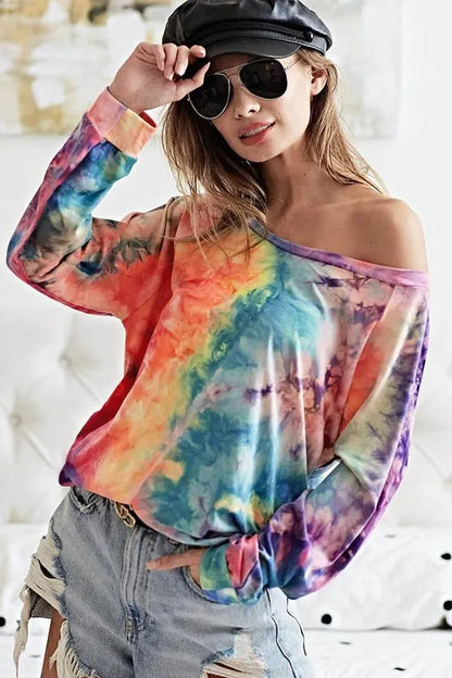 BiBi Tie Dye Soft Knit Jersey Top