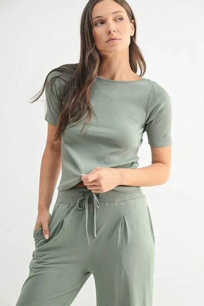 MONO B Vintage Ease Pima Cotton Tee and Pants Set