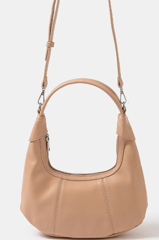 Fame Faux Leather Round Multi Panel Hand Bag Pale Blush One Size