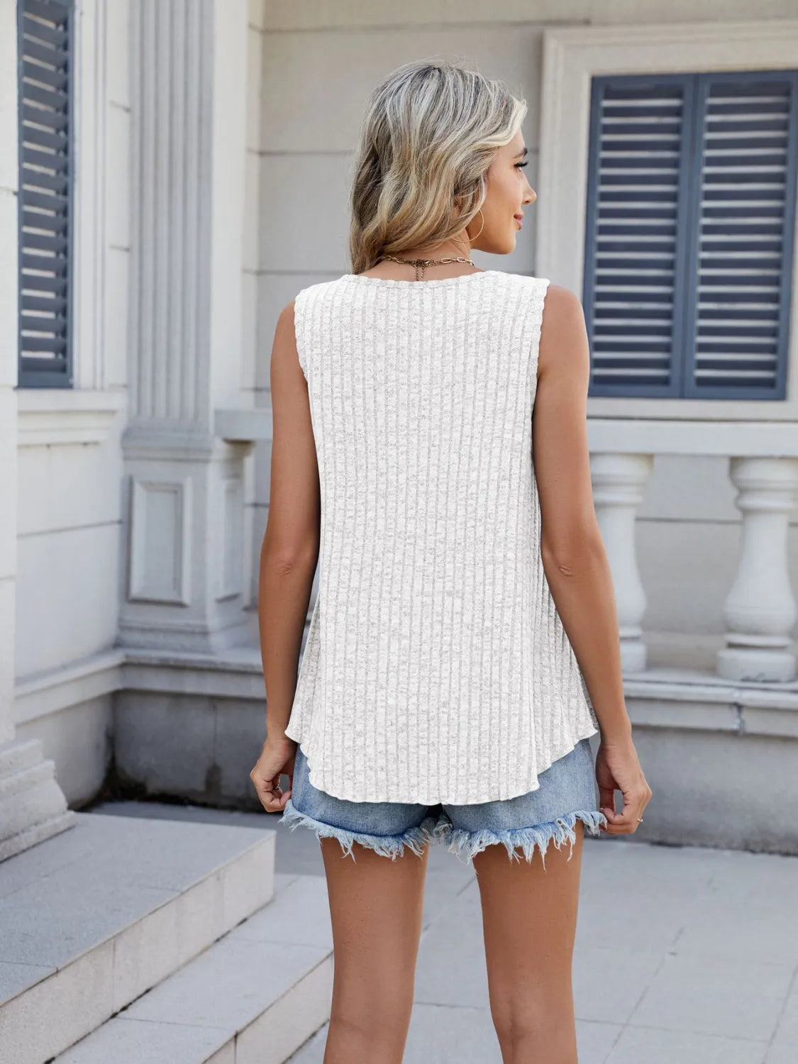 Ribbed Round Neck Tank