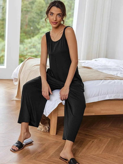 Sleeveless Wide Leg Casual Jumpsuit
